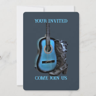 Western Boot Guitar Invitation 招待状