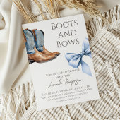 Western Boots and Bows Blue Boy Baby Shower 招待状