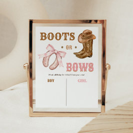 Western Boots and Bows Gender Reveal Sign ポスター