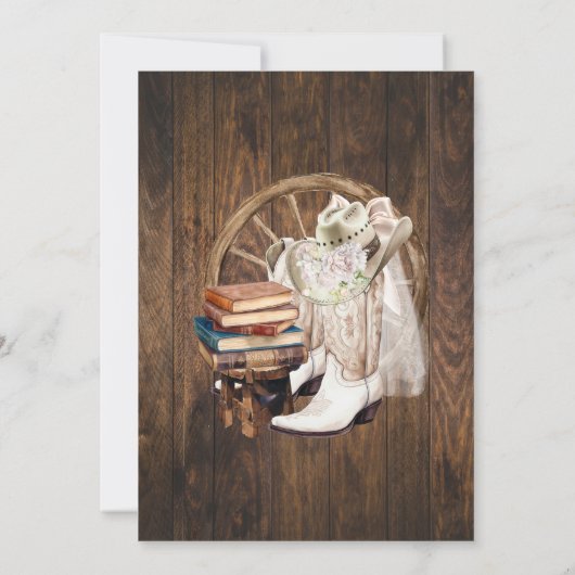 Western Boots & Books Before I do Bridal Shower 招待状 (裏面)