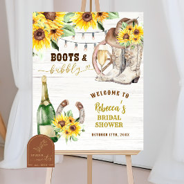 Western Boots & Bubbly Bridal Shower Welcome Sign ポスター