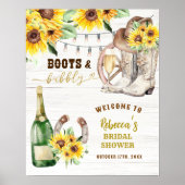 Western Boots & Bubbly Bridal Shower Welcome Sign ポスター (正面)