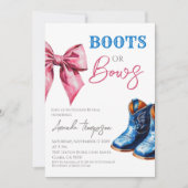 Western Boots or Bows Blue Pink Gender Reveal 招待状 (正面)