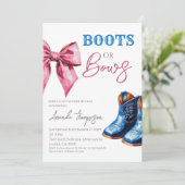 Western Boots or Bows Blue Pink Gender Reveal 招待状 (スタンド正面)