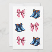 Western Boots or Bows Blue Pink Gender Reveal 招待状 (裏面)