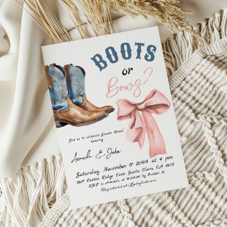 Western Boots or Bows He or She Gender Reveal 招待状