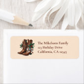 Western Bow & Boots Christmas ラベル (インサイチュ)