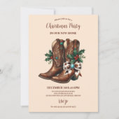 Western Bow & Boots Christmas  招待状 (正面)