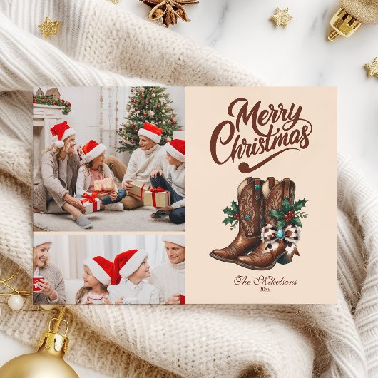 Western Bow & Boots Christmas 2 Photo シーズンカード