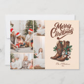 Western Bow & Boots Christmas 4 Photo シーズンカード (正面)