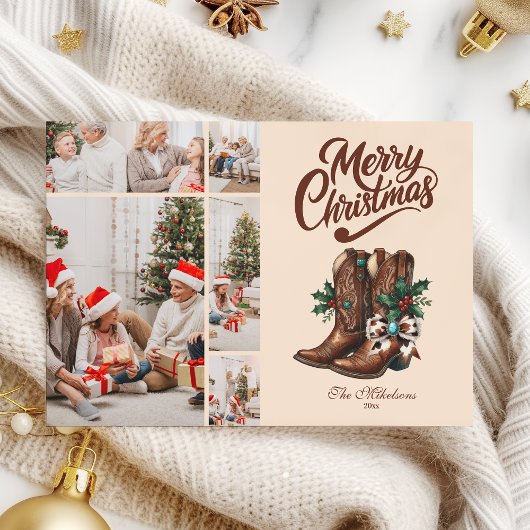 Western Bow & Boots Christmas 5 Photo シーズンカード