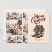 Western Bow & Boots Christmas 9 Photo シーズンカード (正面)