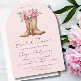 Western Bridal Shower Blush Pink Elegant Arch 招待状