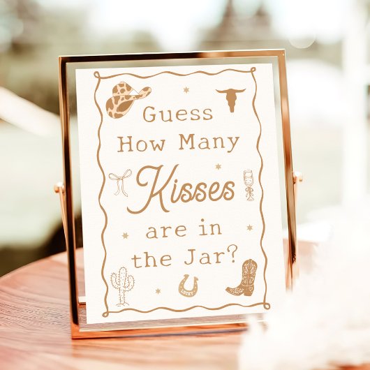 Western Bridal Shower Guess How Many Kisses Poster ポスター