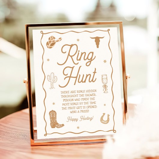 Western Bridal Shower Ring Hunt Game ポスター