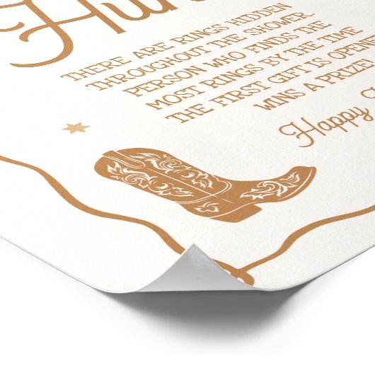 Western Bridal Shower Ring Hunt Game ポスター (角)