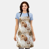 Western Brown Cream Southwest Floral エプロン (着用した状態)