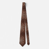 Western Brown Faux Leather Tooled Retro Mens Tie ネクタイ (正面)