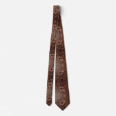 Western Brown Faux Leather Tooled Retro Mens Tie ネクタイ (裏面)