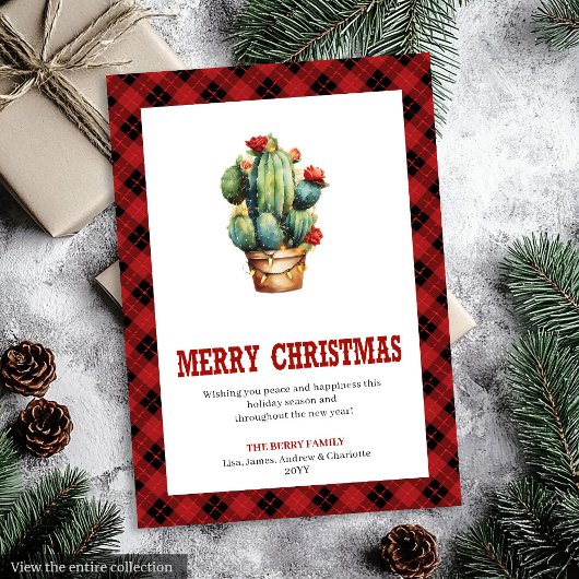 Western Buffalo Plaid Christmas Greeting Card シーズンカード