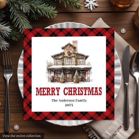 Western Buffalo Plaid Christmas Paper Napkins