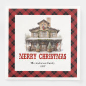 Western Buffalo Plaid Christmas Paper Napkins (正面)
