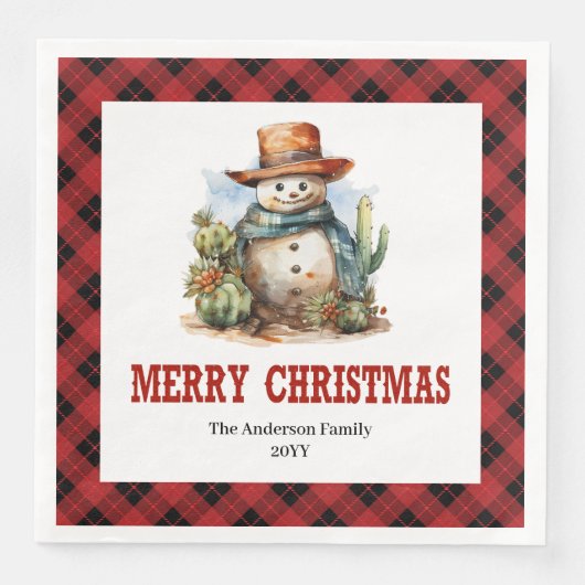 Western buffalo plaid napkins Christmas party set (正面)