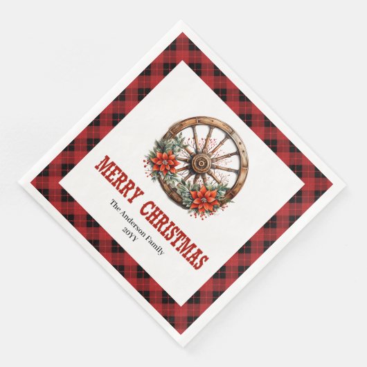 Western buffalo plaid napkins festive holiday set (コーナー)