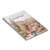 Western Cactus Desert Cowgirl Hat ノートブック (右側)