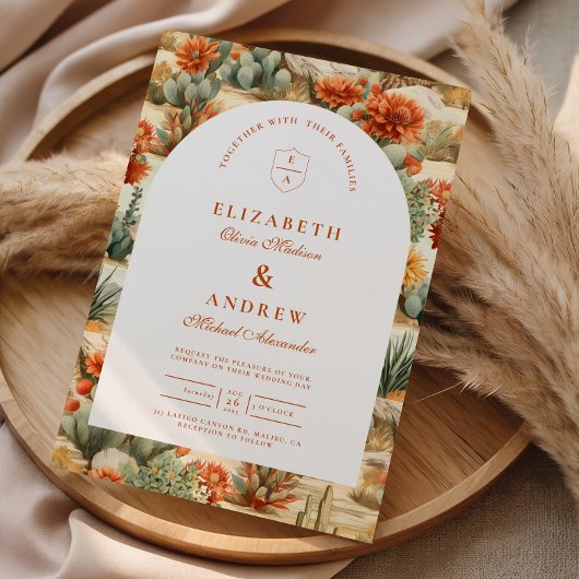 Western Cactus Garden Wedding 招待状