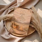 Western Campfire Guitar Meadow Wedding 招待状