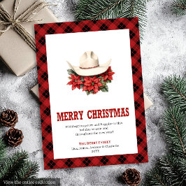 Western Christmas card farmhouse plaid design シーズンカード