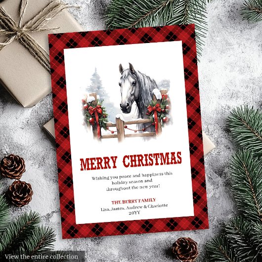 Western Christmas card red black cozy style シーズンカード