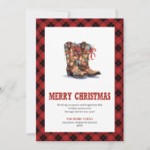 Western Christmas card red buffalo plaid tartan シーズンカード (正面)