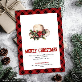 Western Christmas card with cowboy hat print シーズンカード