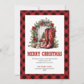 Western Christmas card with cowboy plaid print シーズンカード (正面)
