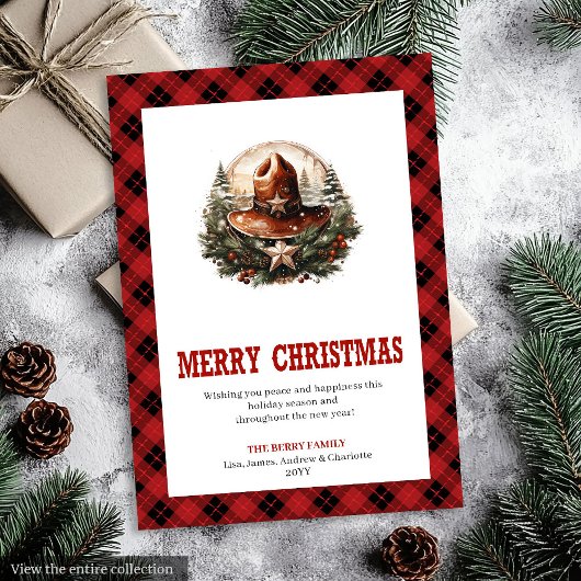 Western Christmas card with sheriff badge art シーズンカード