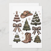 Western Christmas Coquette Bow Cowboy Cowgirl Boot シーズンカード (正面/裏面)