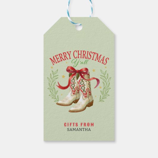 Western Christmas Cowboy Boots ギフトタグ (裏面)