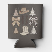 Western Christmas Cowboy Country Rodeo Aesthetic  缶クーラー (正面)