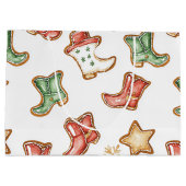 Western Christmas Cowgirl Cowboy Christmas ラージペーパーバッグ (裏面)