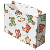 Western Christmas Cowgirl Cowboy Christmas ラージペーパーバッグ (裏面アングル)