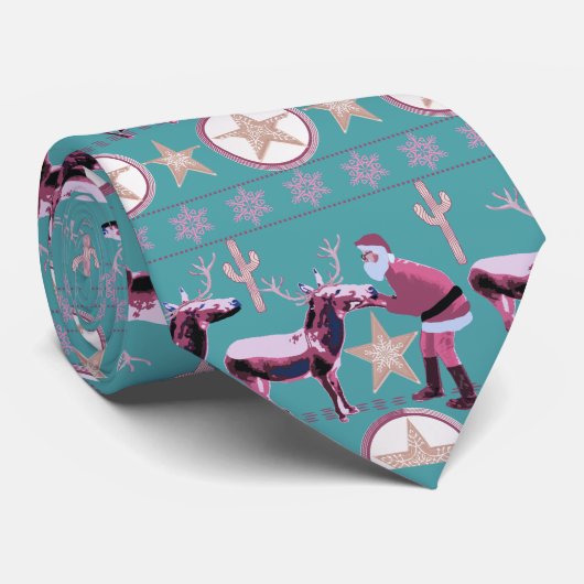 Western Christmas Donkey Reindeer Neck Tie ネクタイ (ロール)