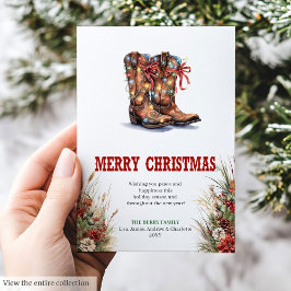 Western Christmas greeting card with cowboy boots シーズンカード