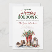 Western Christmas Holiday Hoedown Rustic Party 招待状 (正面)