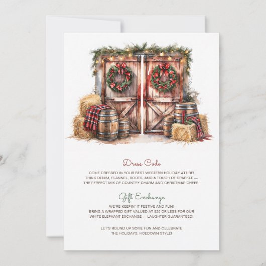 Western Christmas Holiday Hoedown Rustic Party 招待状 (裏面)