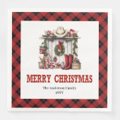 Western Christmas napkins farmhouse tartan pattern (正面)