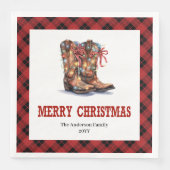 Western Christmas napkins red black buffalo plaid (正面)