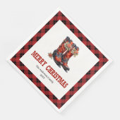 Western Christmas napkins red black rustic charm (コーナー)
