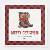 Western Christmas napkins red black rustic charm (正面)